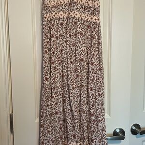 Floral Maxi Dress in Brown and Cream